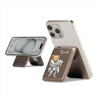 Fashion Teddy Magnetic Phone Stand & Wallet – Custom Name