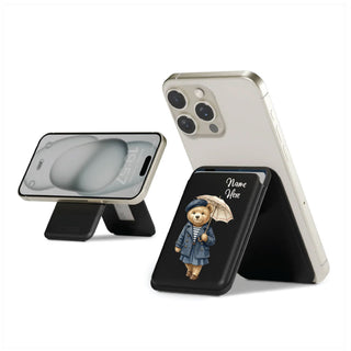 Magnetic Leatherite Phone Wallet - Umbrella Teddy