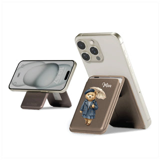Magnetic Leatherite Phone Wallet - Umbrella Teddy