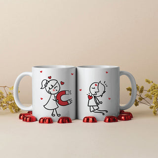 Personalised Couple Mugs - Love Magnet Set of 2