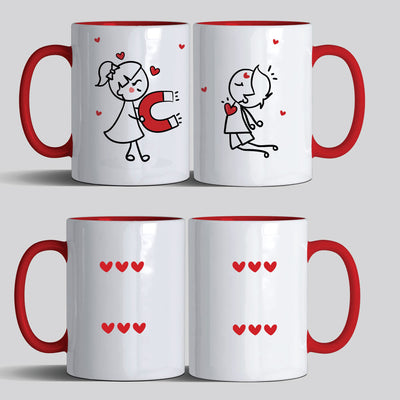 Personalised Couple Mugs - Love MagnetSet of 2