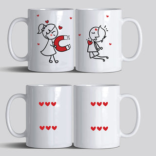 Personalised Couple Mugs - Love Magnet Set of 2