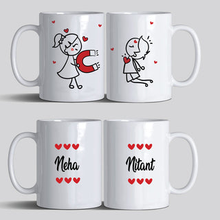 Personalised Couple Mugs - Love Magnet Set of 2