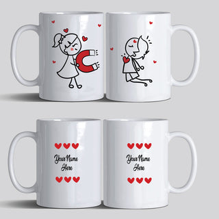 Personalised Couple Mugs - Love Magnet Set of 2