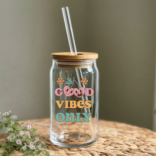 Good Vibes Only Glass Tumbler