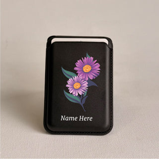 Magnetic Leatherite Phone Wallet -  Birth Flowers
