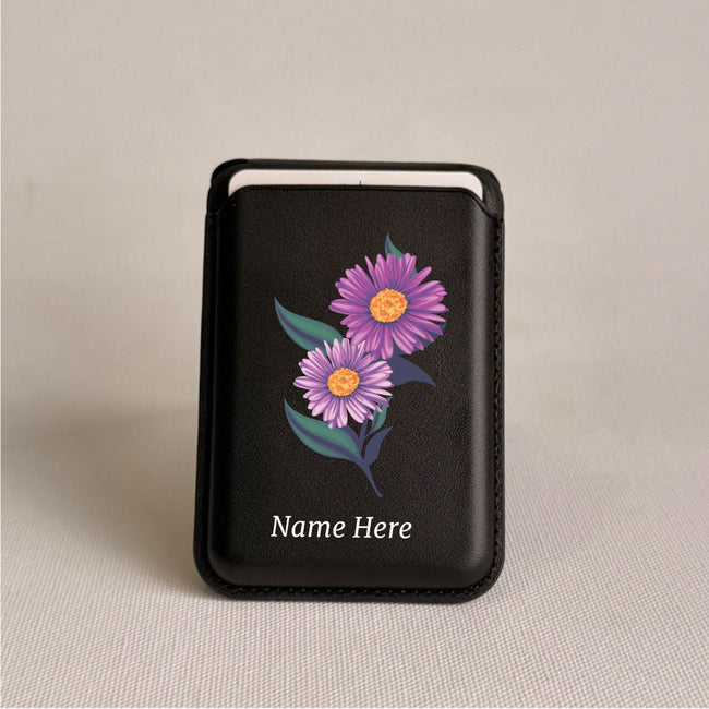 Magnetic Leatherite Phone Wallet -  Birth Flowers