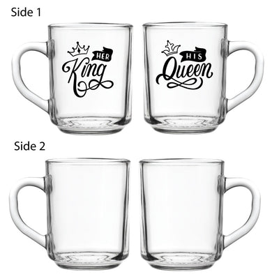 Glass Mug Set of 2 - King & Queen