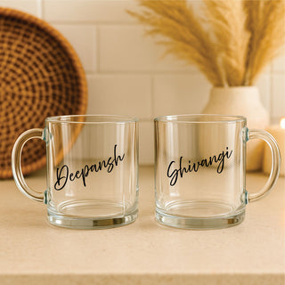 Glass Mug Set of 2 - King & Queen