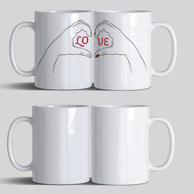 Customized Couple Heart Hands Mug Set of 2