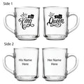 Glass Mug Set of 2 - King & Queen