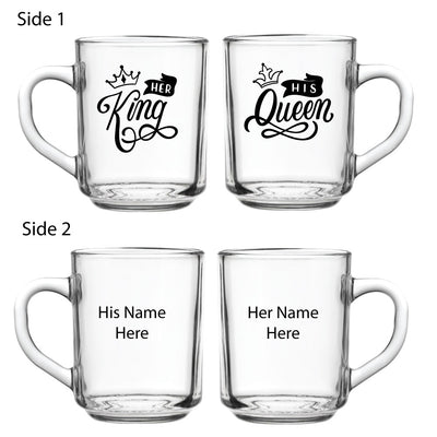 Glass Mug Set of 2 - King & Queen