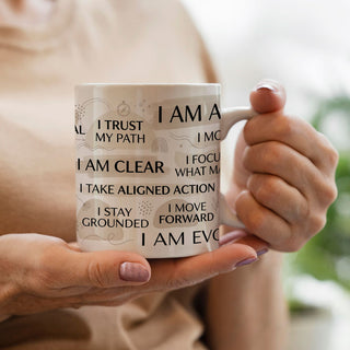 I Am Aligned Affirmation Mug | Mindful Growth & Intentional Living Coffee Mug