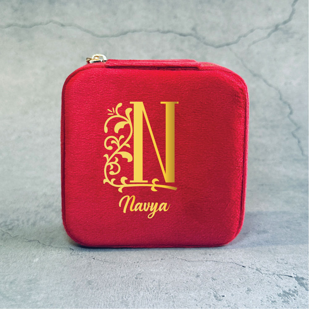 Personalized Velvet Jewellery Box - Your Name Initial – gingercrush.com