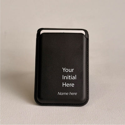 Magnetic Leatherite Phone Wallet - Initial and Name
