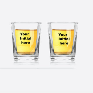 Shot Glass - Flower Initial Set of 2