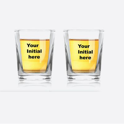Shot Glass - Flower Initial Set of 2