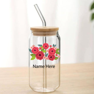 Flower Print Glass Tumbler