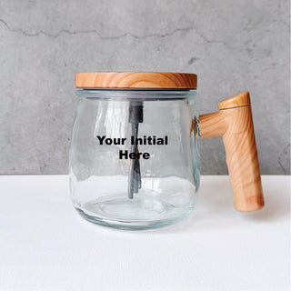 Self Stirring Glass Coffee Mug - Monogram