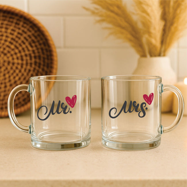 Glass Mug Set of 2- Mr & Mrs