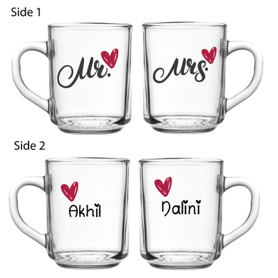 Glass Mug Set of 2- Mr & Mrs