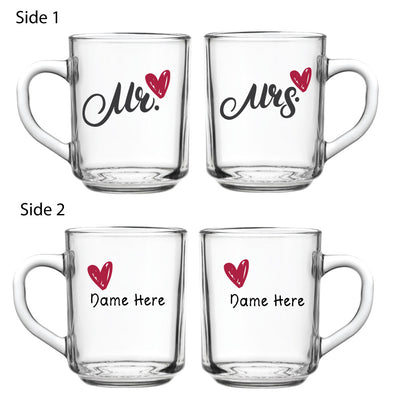 Glass Mug Set of 2- Mr & Mrs