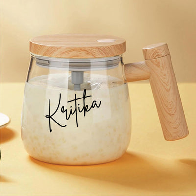 Self Stirring Glass Coffee Mug - Your Name