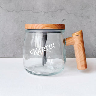 Self Stirring Glass Coffee Mug - Your Name