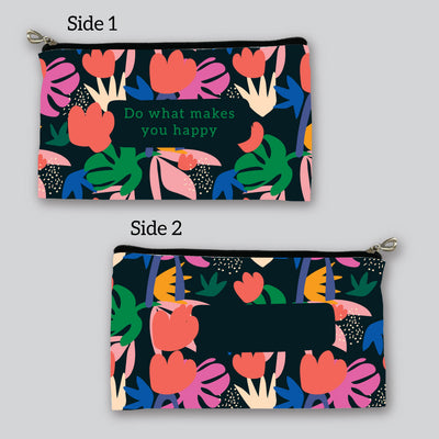 Personalized Flower Pattern Pencil Pouch