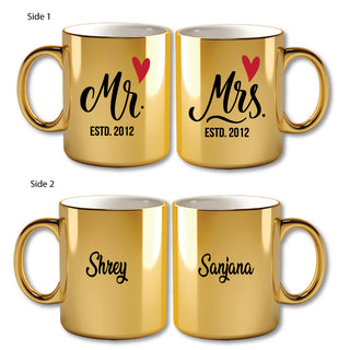 Metallic Color Coffee Mugs - Mr. And Mrs. Mugs