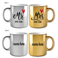 Metallic Color Coffee Mugs - Mr. & Mrs. Mugs