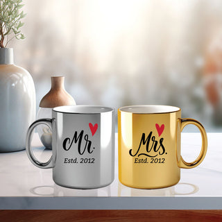 Metallic Color Coffee Mugs - Mr. And Mrs. Mugs