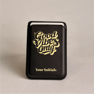 Magnetic Leatherite Phone Wallet - Good Vibes Only