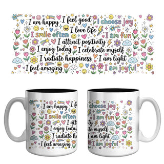 Joy & Happiness Affirmation Mug | Positive Vibes & Self-Love Coffee Mug