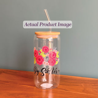 Flower Print Glass Tumbler