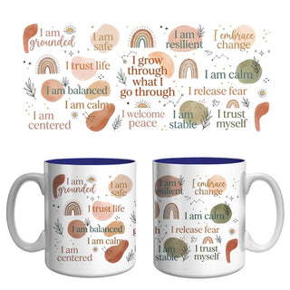 Grounded & Balanced Affirmation Mug | Mindfulness, Resilience & Inner Peace Coffee Mug
