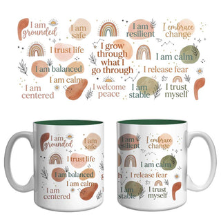 Grounded & Balanced Affirmation Mug | Mindfulness, Resilience & Inner Peace Coffee Mug