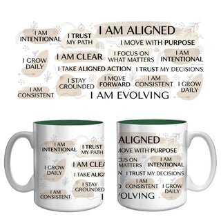 I Am Aligned Affirmation Mug | Mindful Growth & Intentional Living Coffee Mug