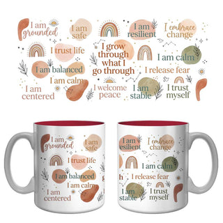 Grounded & Balanced Affirmation Mug | Mindfulness, Resilience & Inner Peace Coffee Mug