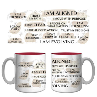 I Am Aligned Affirmation Mug | Mindful Growth & Intentional Living Coffee Mug