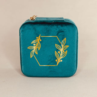 Personalized Velvet Jewellery Box - Hexagonal Leaf Frame