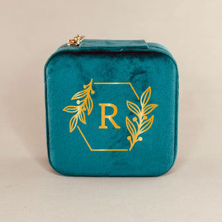 Personalized Velvet Jewellery Box - Hexagonal Leaf Frame