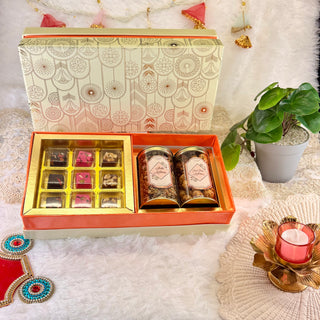 Gold Foil Cream & Orange Hamper Box - GC 10