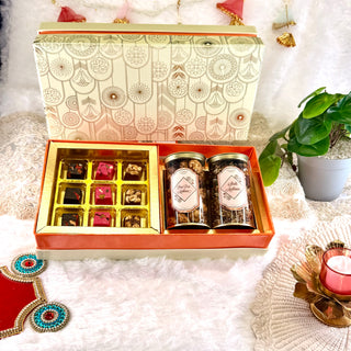 Gold Foil Cream & Orange Hamper Box - GC 10