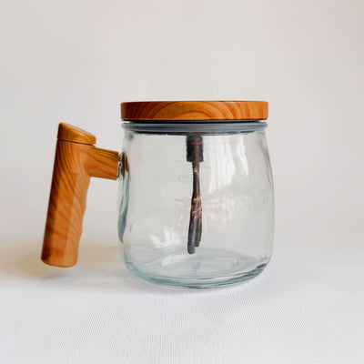 Self Stirring Glass Coffee Mug - Monogram