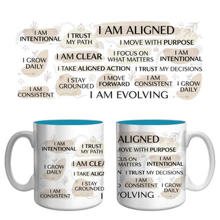 I Am Aligned Affirmation Mug | Mindful Growth & Intentional Living Coffee Mug