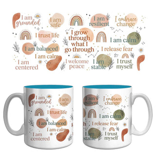 Grounded & Balanced Affirmation Mug | Mindfulness, Resilience & Inner Peace Coffee Mug