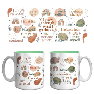 Grounded & Balanced Affirmation Mug | Mindfulness, Resilience & Inner Peace Coffee Mug