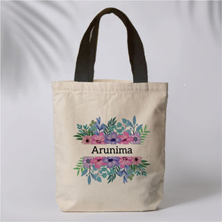 Canvas Tote Bag-Floral Frame
