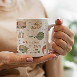 Grounded & Balanced Affirmation Mug | Mindfulness, Resilience & Inner Peace Coffee Mug